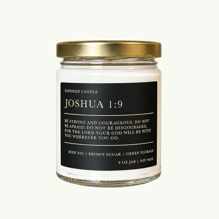 Joshua 1:9 Scripture Candle