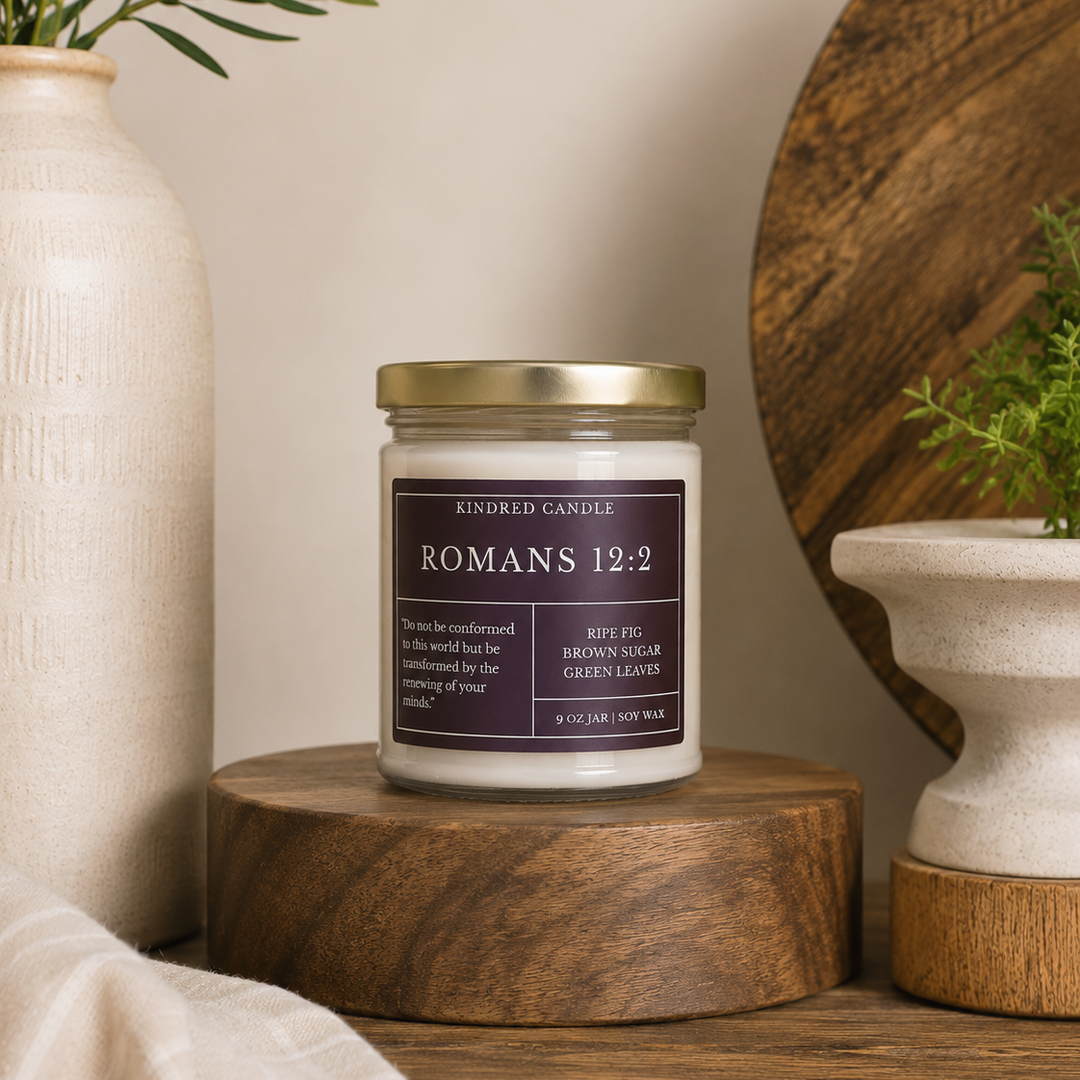 Romans 12:2 Scripture Candle
