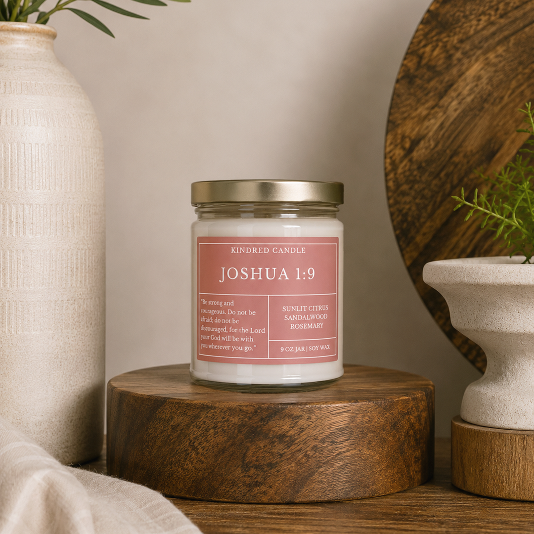 Joshua 1:9 Scripture Candle
