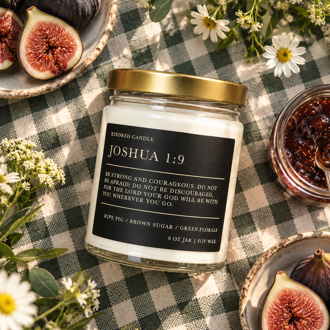 Joshua 1:9 Scripture Candle