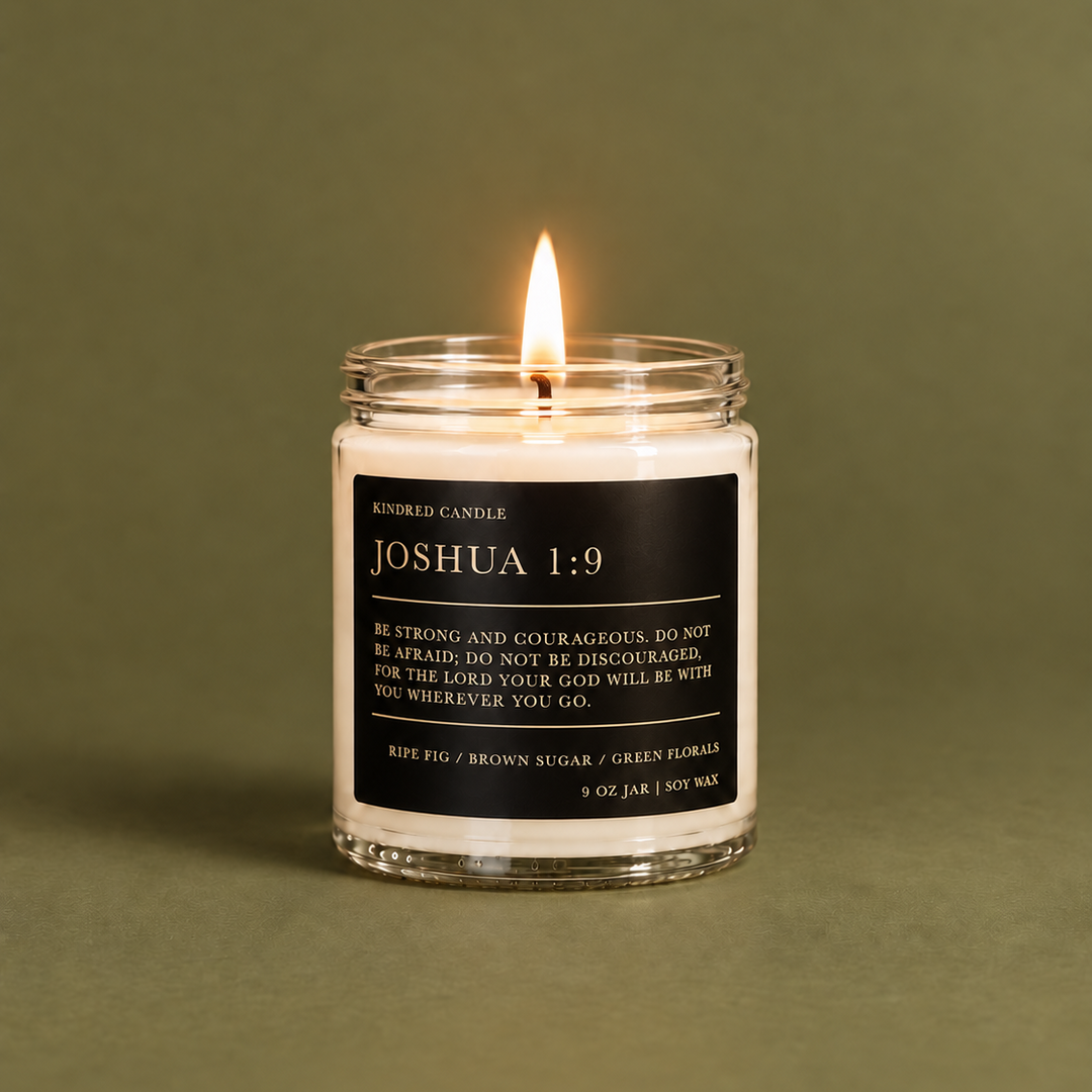 Joshua 1:9 Scripture Candle